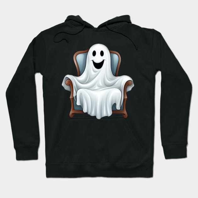 Cute Ghost in Chair Hoodie by AI Art Originals